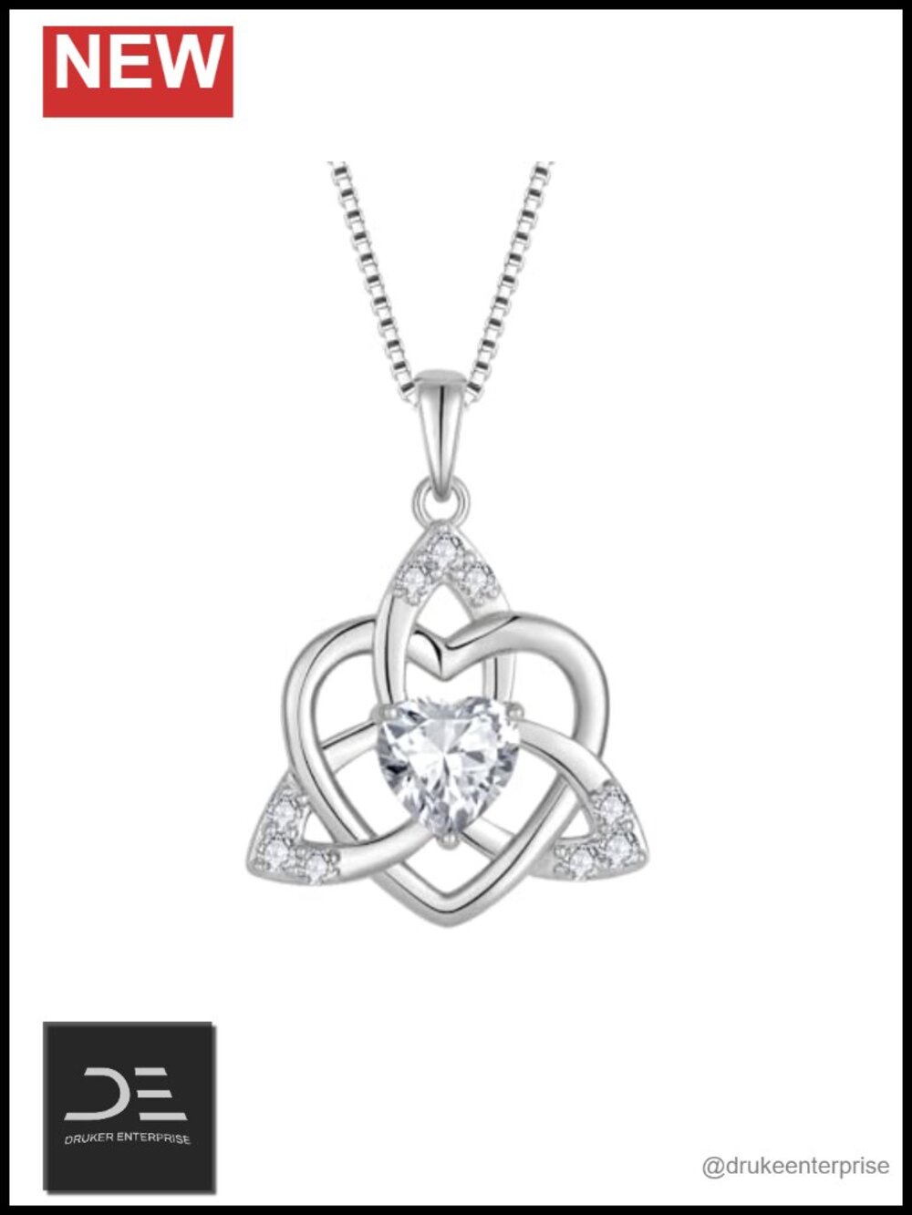 925 Sterling Silver Celtic Knot Pendant Necklace Irish Love Knot Birthstone